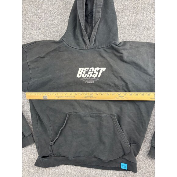Mr. Beast Pullover Hoodie Men's Large Black Sweatshirt Kangaroo Pocket Graphic - Picture 4 of 8